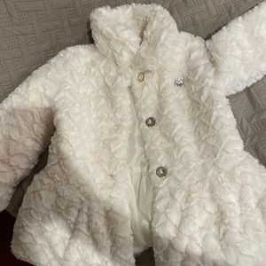 Juicy Couture Girls White Faux Fur Coat Size 4T